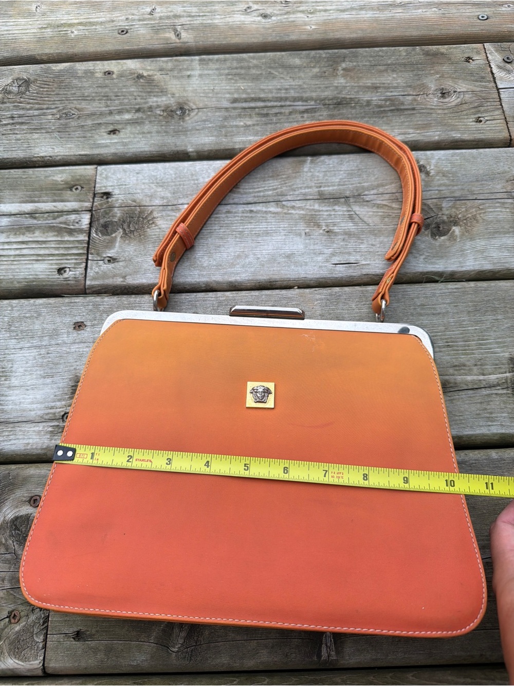 Vintage HUNGUN Orange Structured Frame Shoulder Bag Retro Y2K - Picture 6 of 10